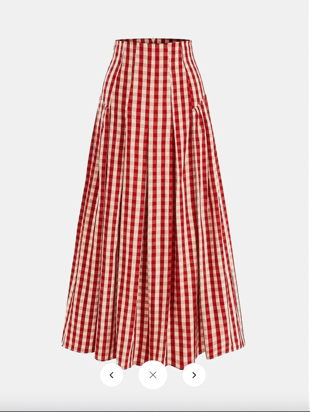 NWT commense Gingham High-Waisted Pleated Midi Skirt Sz M